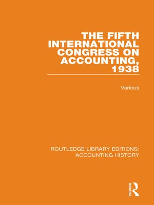 cover image of The Fifth International Congress on Accounting, 1938